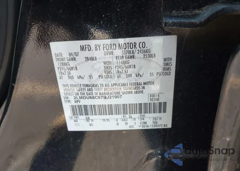 2007 Lincoln Mkx from USA, damaged, VIN 2LMDU68C67BJ21907